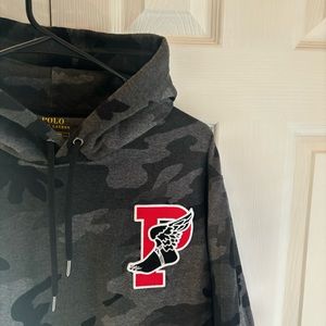Polo Ralph Lauren Hoodie Men's Large P Wing Stadium 1992 Black/Gray Camouflage